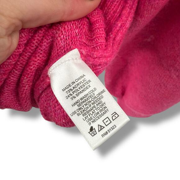 CeCe Hot Pink Sweater with pearls medium balloon sleeve Preppy Coquette Knit - Picture 13 of 13